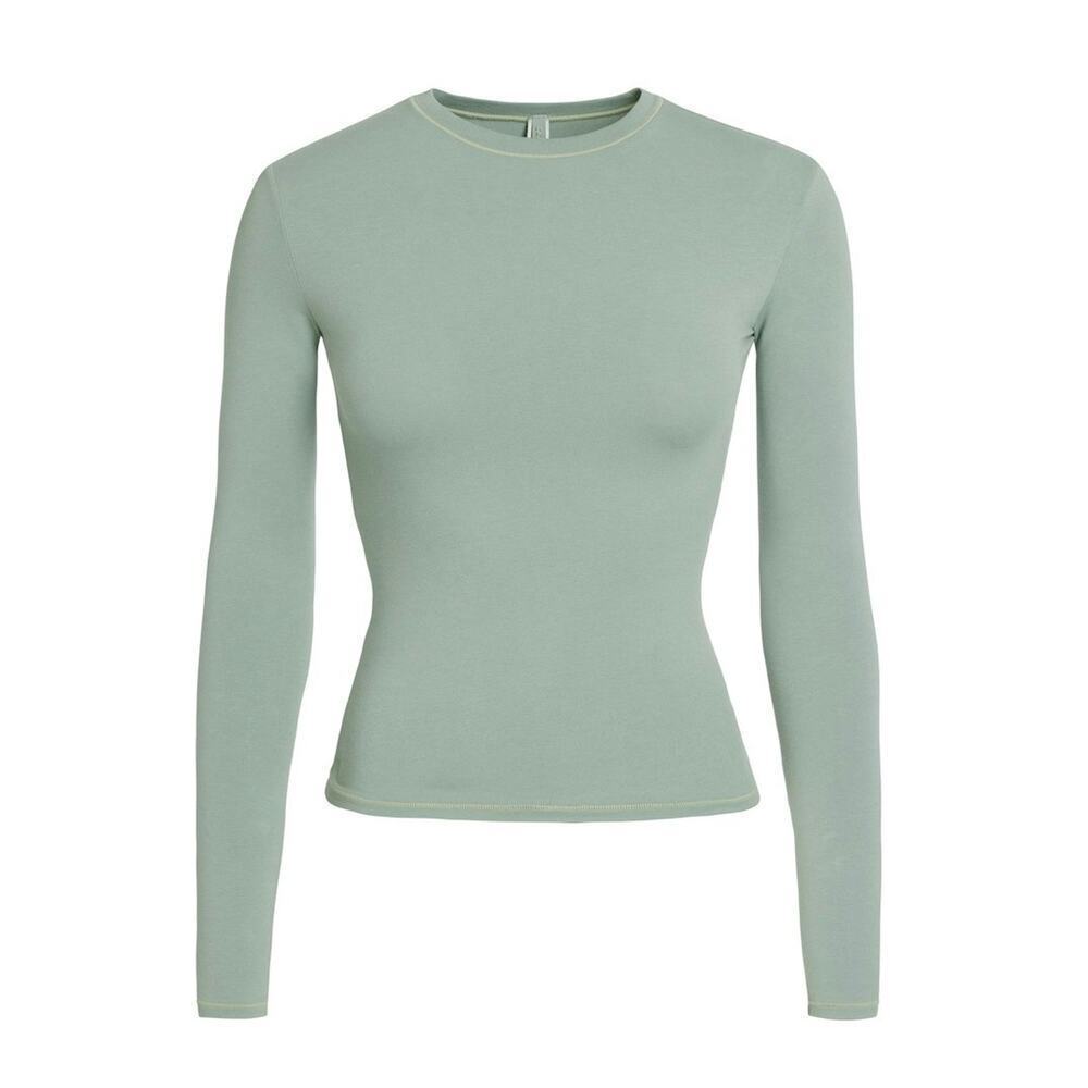 SKIMS COTTON JERSEY Long Sleeve T-Shirt - Mineral Size S NWT #1558 - Picture 2 of 2